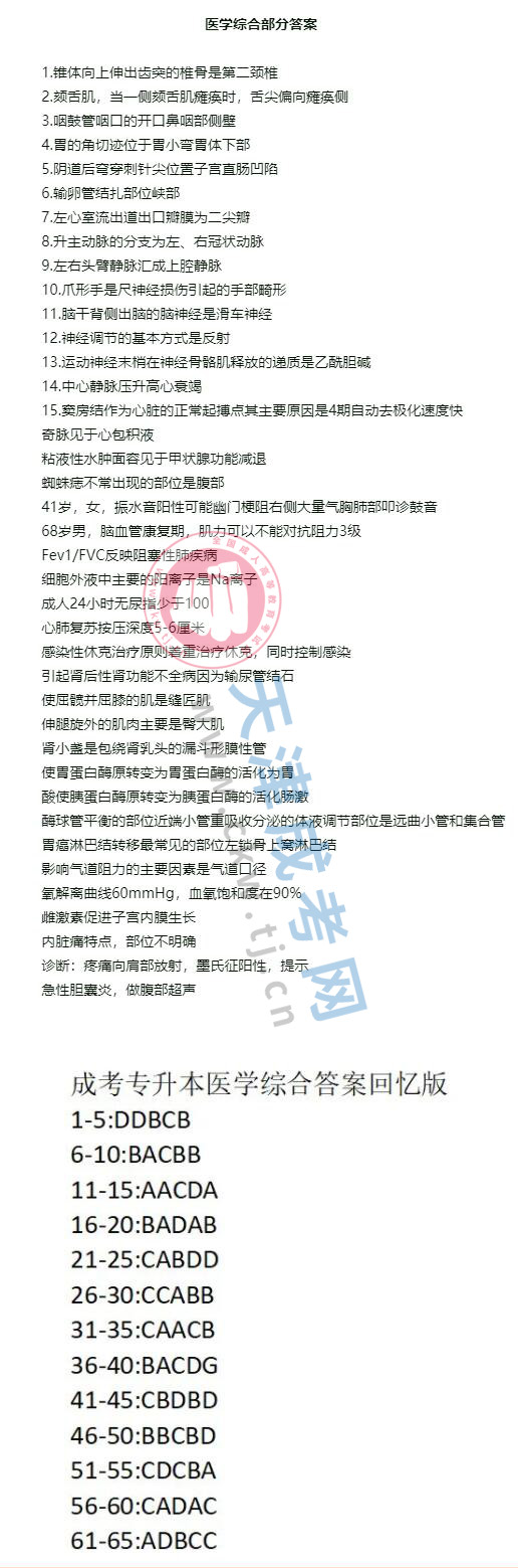 2024年天津成人高考專升本《醫學綜合》真題及答案解析.jpg